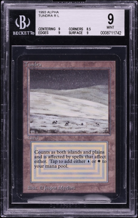 1993 Magic The Gathering MTG Alpha Dual Land Tundra BGS 9 MINT on