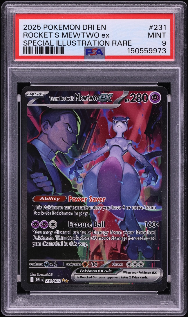2025 Pokemon Scarlet & Violet Destined Rivals SIR Team Rocket's Mewtwo ex #231 PSA 9 MINT