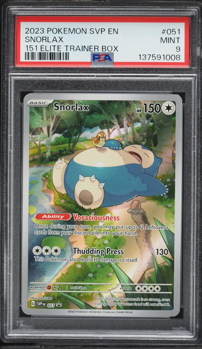 2023 Pokemon Scarlet & Violet Black Star Promo 151 ETB Full Art Snorlax #51 PSA 9 MINT