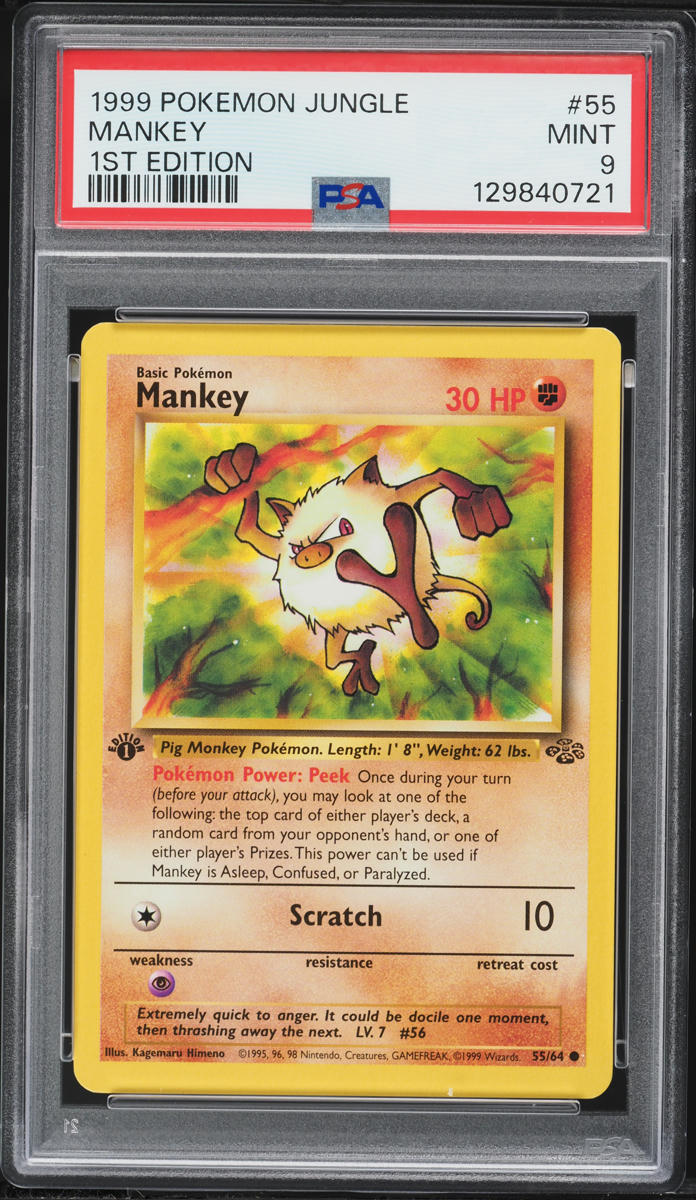 1999 Pokemon Jungle 1st Edition Mankey #55 PSA 9 MINT