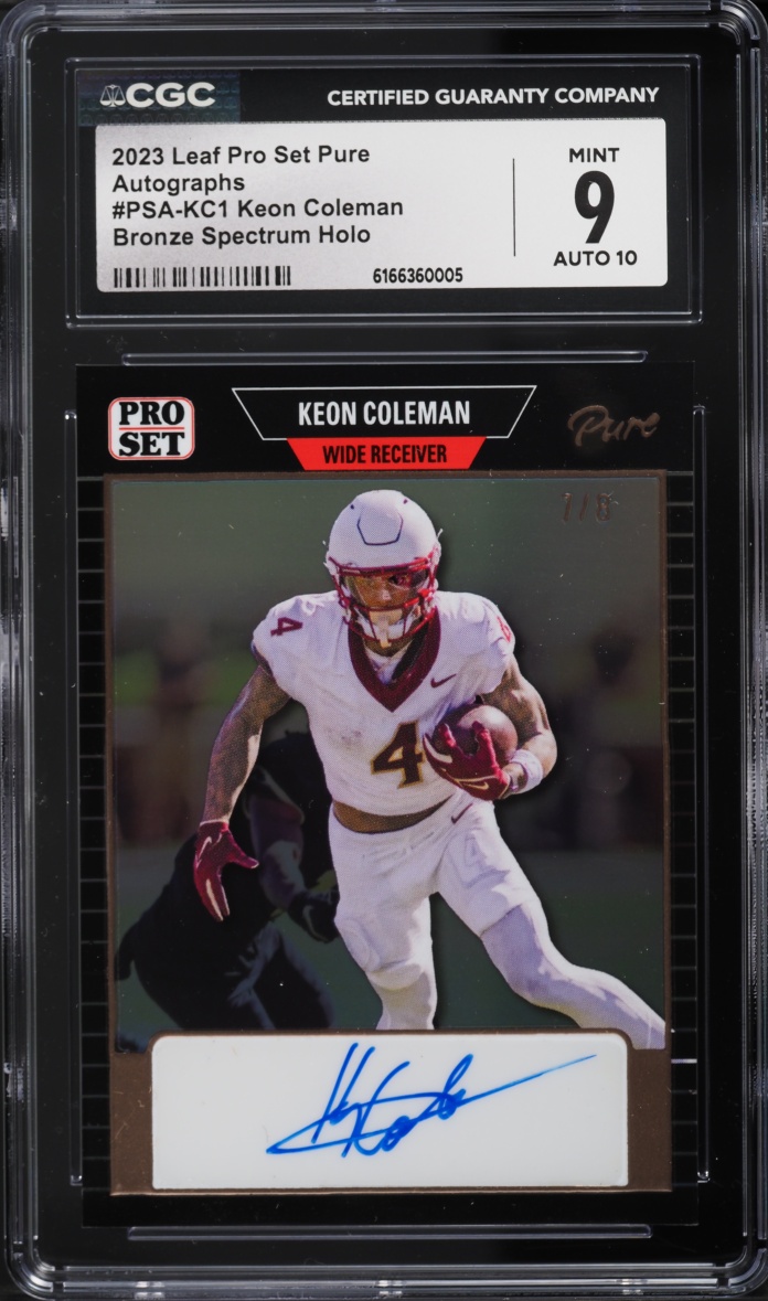 2023 Leaf Pro Set Pure Bronze Spectrum Holo Keon Coleman AUTO /8 #PSA-KC1 CGC 9 MINT