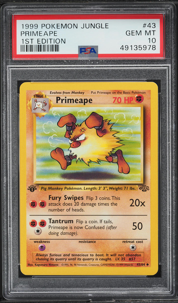 1999 Pokemon Jungle 1st Edition Primeape #43 PSA 10 GEM MINT