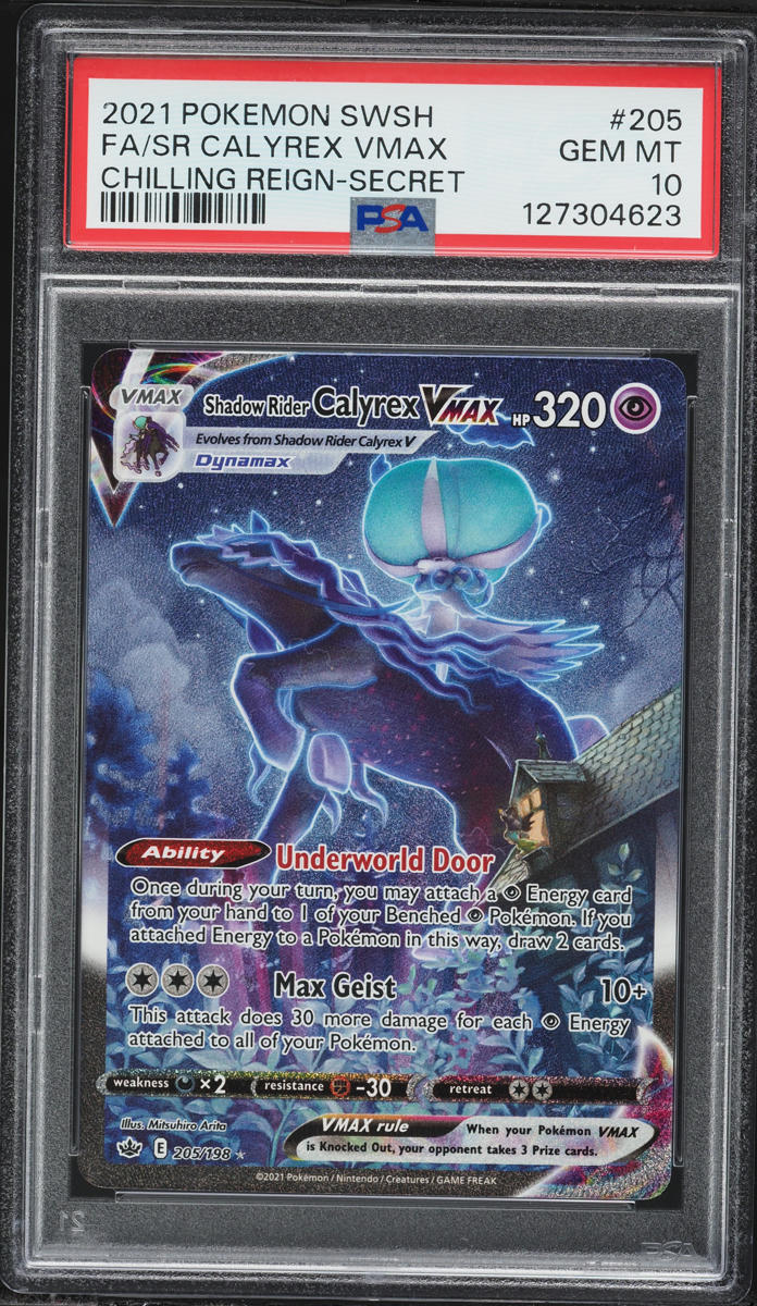 2021 Pokemon Sword & Shield Chilling Reign Shadow Rider Calyrex VMAX #205 PSA 10 GEM MINT