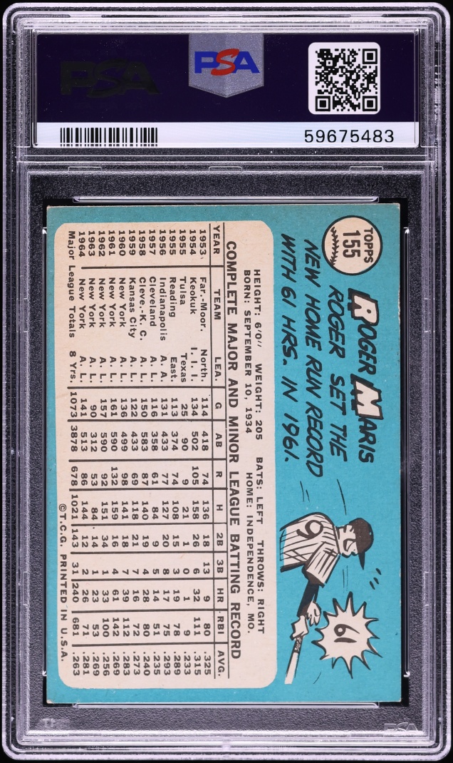 1965 Topps Roger Maris #155 PSA 4 VGEX