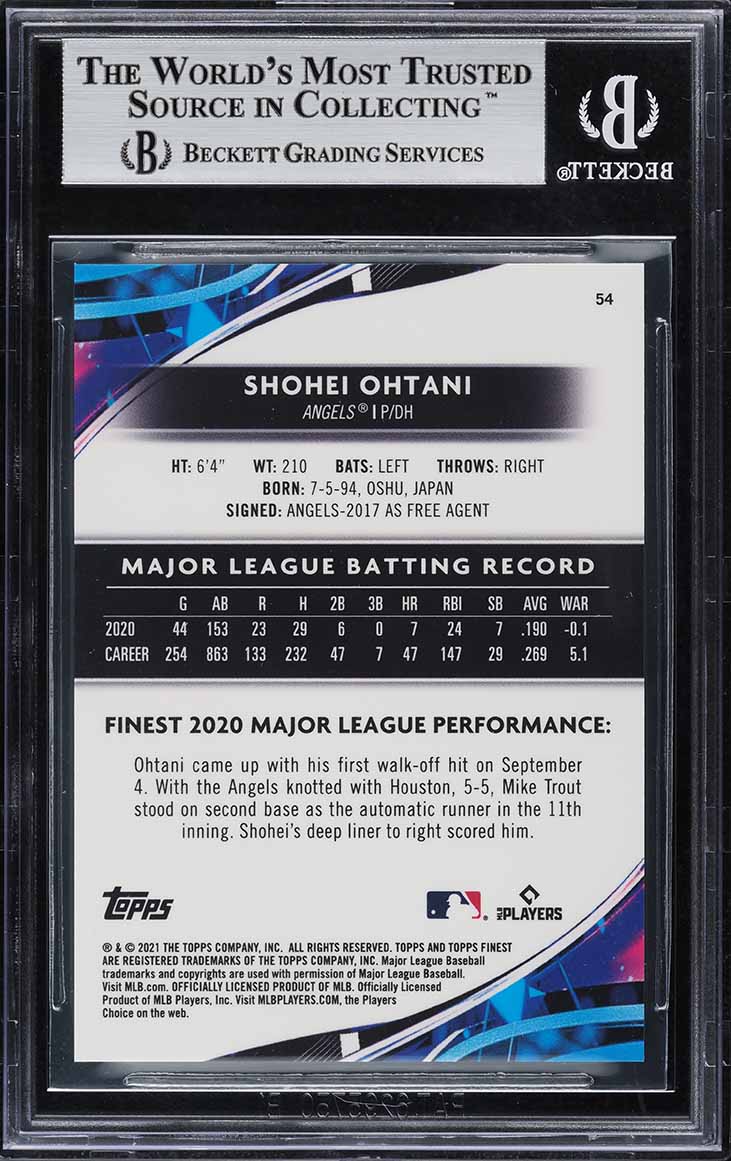 2021 Finest Rose Gold Mini-Diamond Refractor Shohei Ohtani /50 #54 BGS 8.5