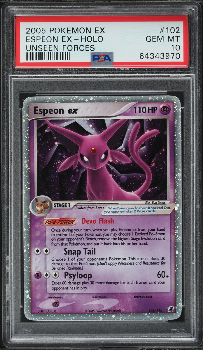 2005 Pokemon EX Unseen Forces Holo Espeon ex #102 PSA 10 GEM MINT