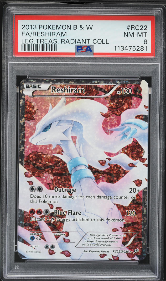 2013 Pokemon BW Legendary Treasures Radiant Collection Full Art Reshiram #22 PSA 8 NM-MT