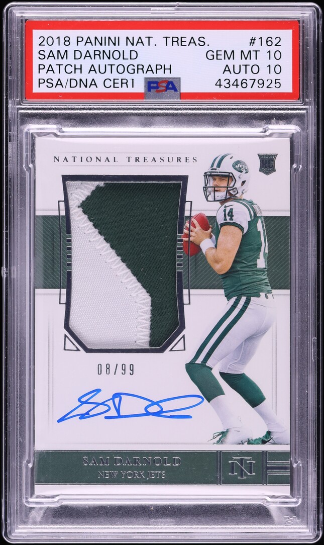 2018 National Treasures Sam Darnold ROOKIE PATCH AUTO DNA 10 /99 #162 PSA 10 GEM MINT
