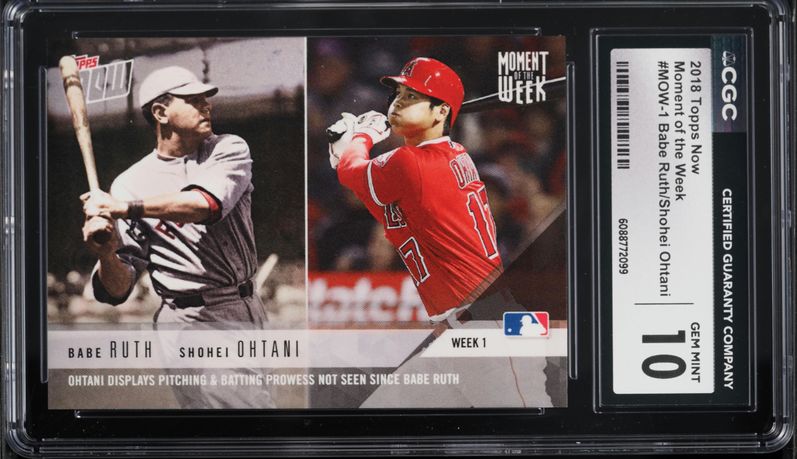 2018 Topps Now Moment Of The Week Babe Ruth & Shohei Ohtani ROOKIE