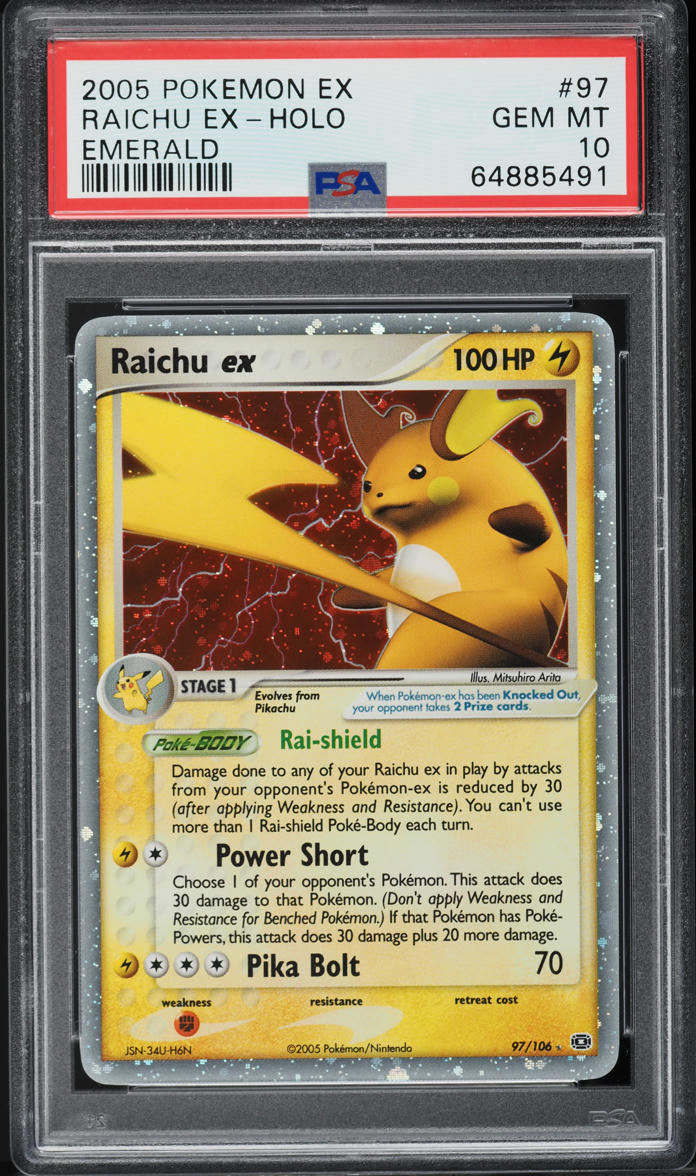 2005 Pokemon EX Emerald Holo Raichu Ex #97 PSA 10 GEM MINT