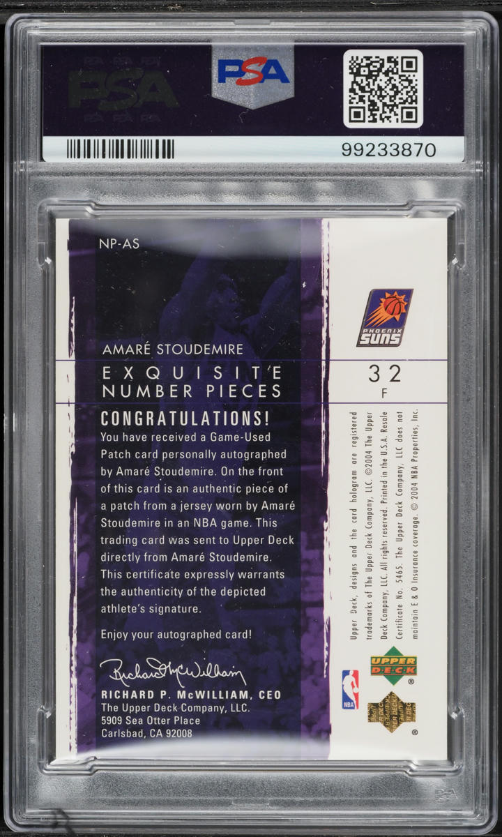 2003 Exquisite Collection Number Piece Amare Stoudemire AUTO DNA 9 /32 #NP-AS PSA 6 EXMT