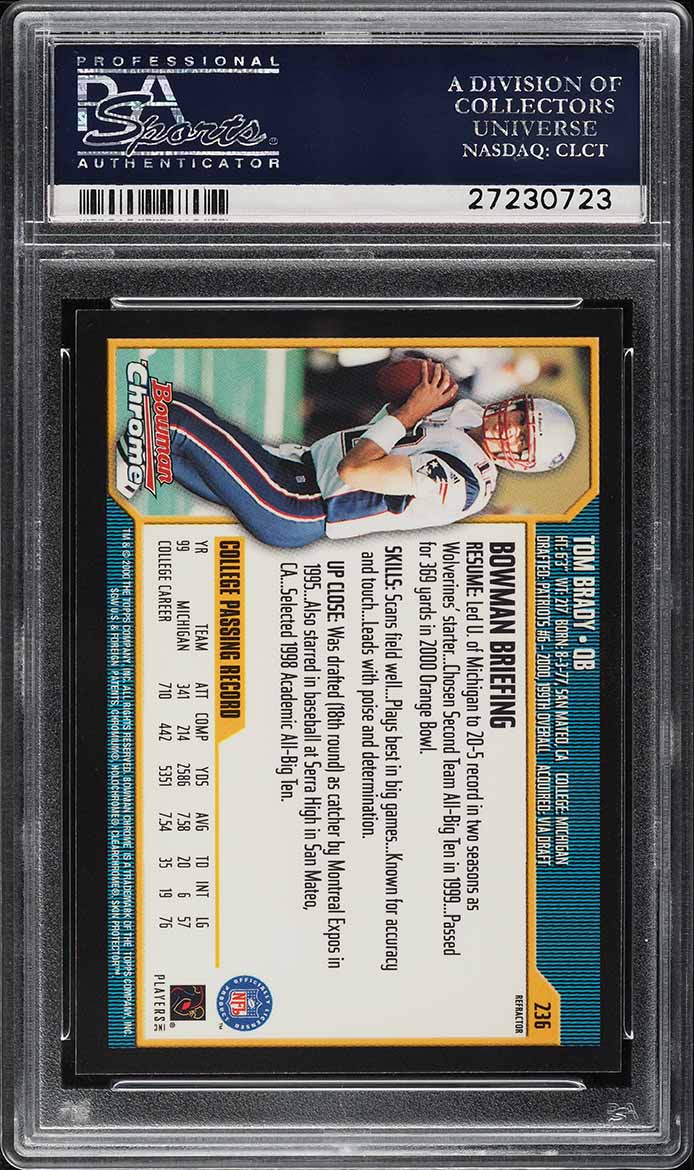 2000 Bowman Chrome Refractor Tom Brady ROOKIE #236 PSA 10 GEM MINT