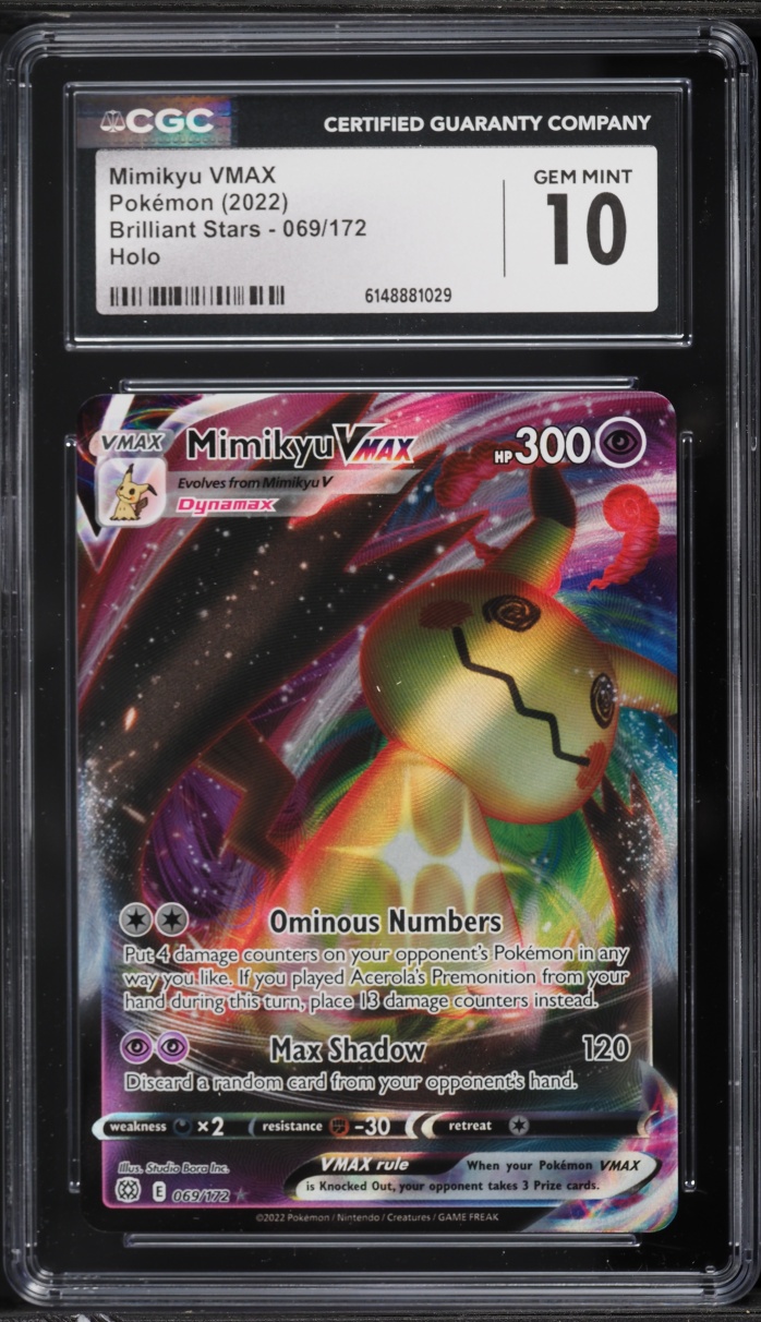 2022 Pokemon Sword & Shield Brilliant Stars Full Art Mimikyu VMAX #69 CGC 10 GEM MINT