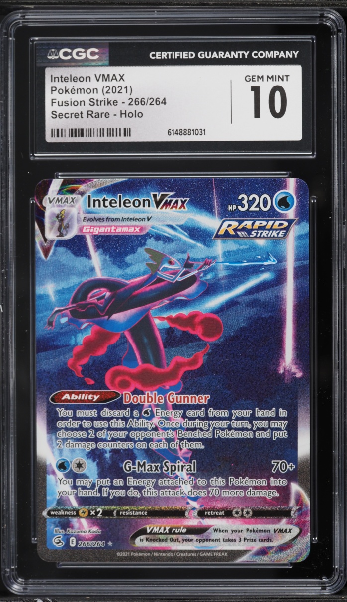 2021 Pokemon Sword & Shield Fusion Strike Full Art Inteleon VMAX #266 CGC 10 GEM MINT