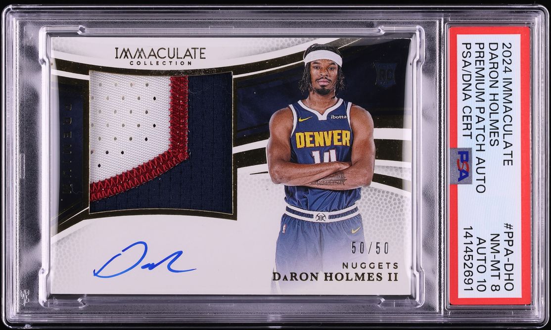 2024 Immaculate Collection Premium Daron Holmes II ROOKIE PATCH AUTO 50/50 #PPA-DHO PSA 8 NM-MT