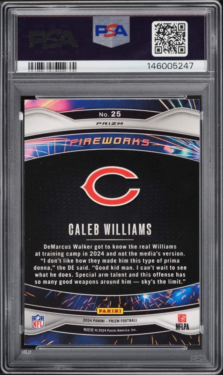2024 Panini Prizm Fireworks Green Caleb Williams ROOKIE #25 PSA 9 MINT
