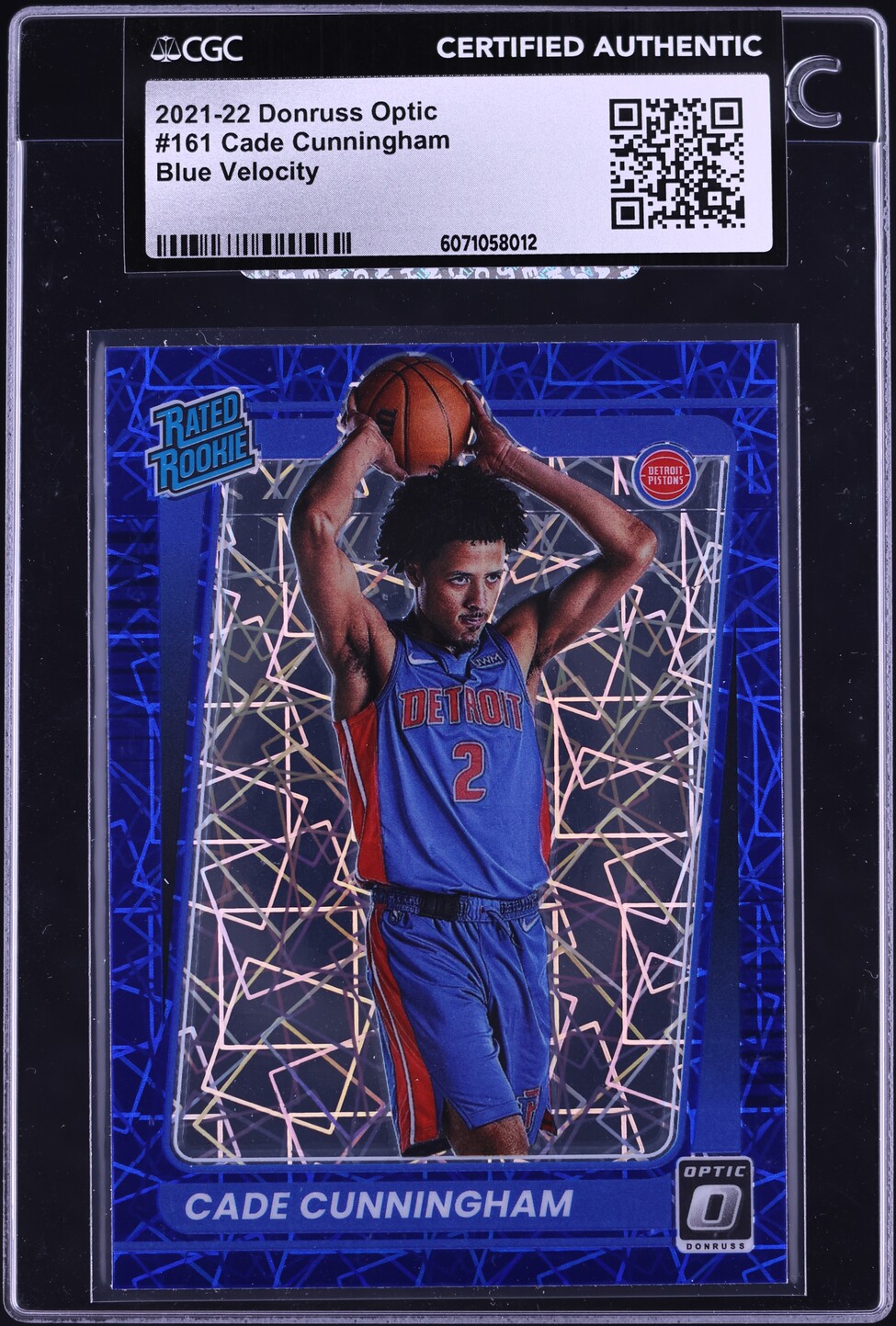 2021 Donruss Optic Blue Velocity Cade Cunningham ROOKIE #161 CGC AUTH