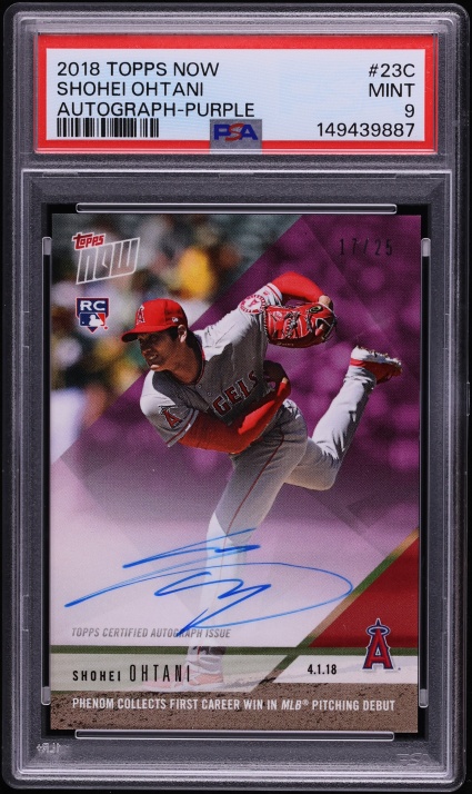 2018 Topps Now Purple Shohei Ohtani ROOKIE AUTO /25 #23C PSA 9 MINT