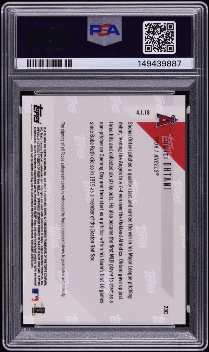 2018 Topps Now Purple Shohei Ohtani ROOKIE AUTO /25 #23C PSA 9 MINT