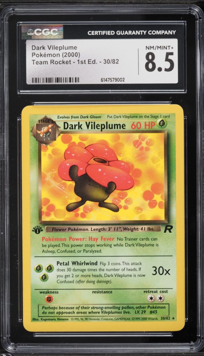 2000 Pokemon Team Rocket 1st Edition Dark Vileplume #30 CGC 8.5 NM-MT+