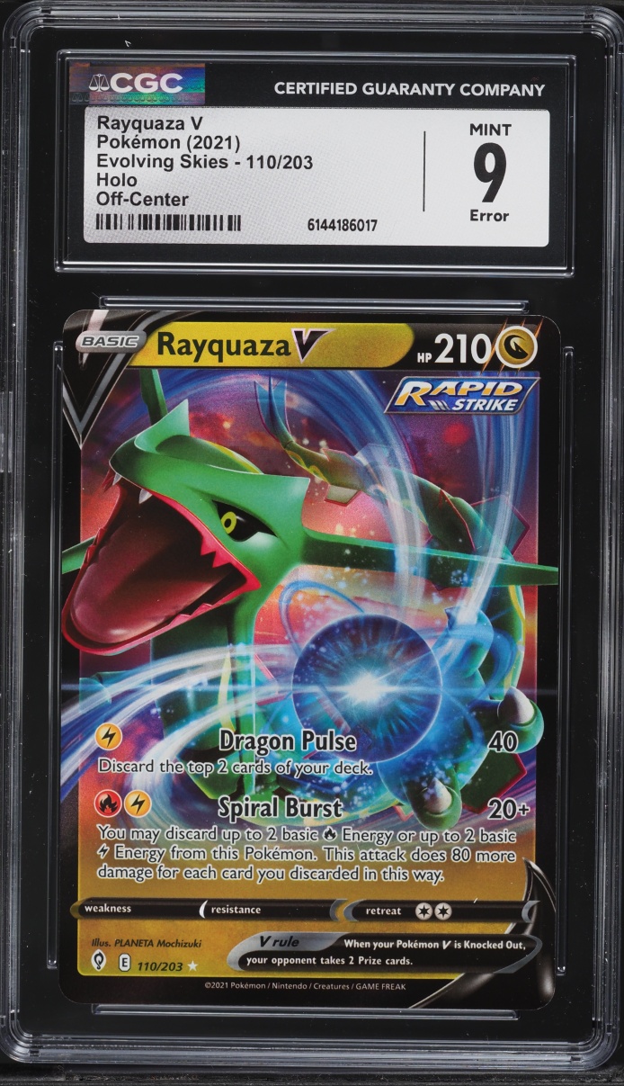 2021 Pokemon Sword & Shield Evolving Skies Error Rayquaza V #110 CGC 9 MINT
