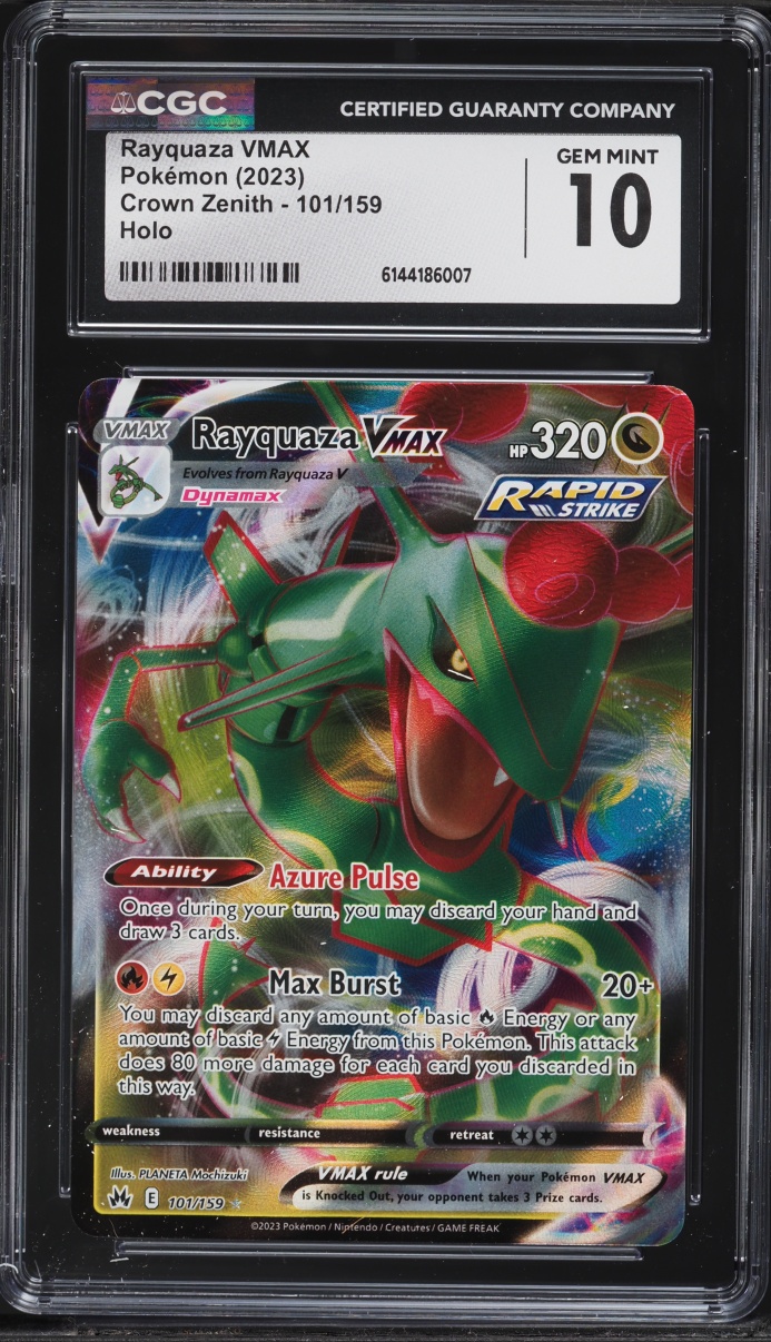 2023 Pokemon Sword & Shield Crown Zenith Full Art Rayquaza VMAX #101 CGC 10 GEM MINT