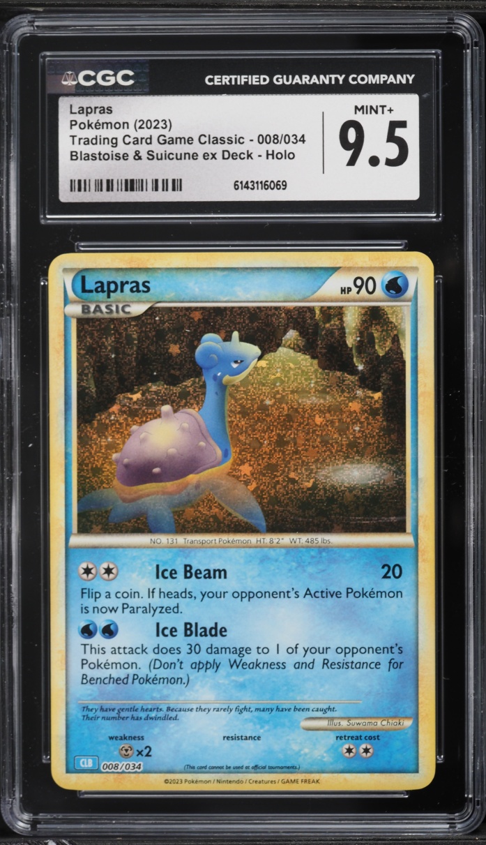 2023 Pokemon TCG Classic Collection Holo Lapras #8 CGC 9.5 MINT+