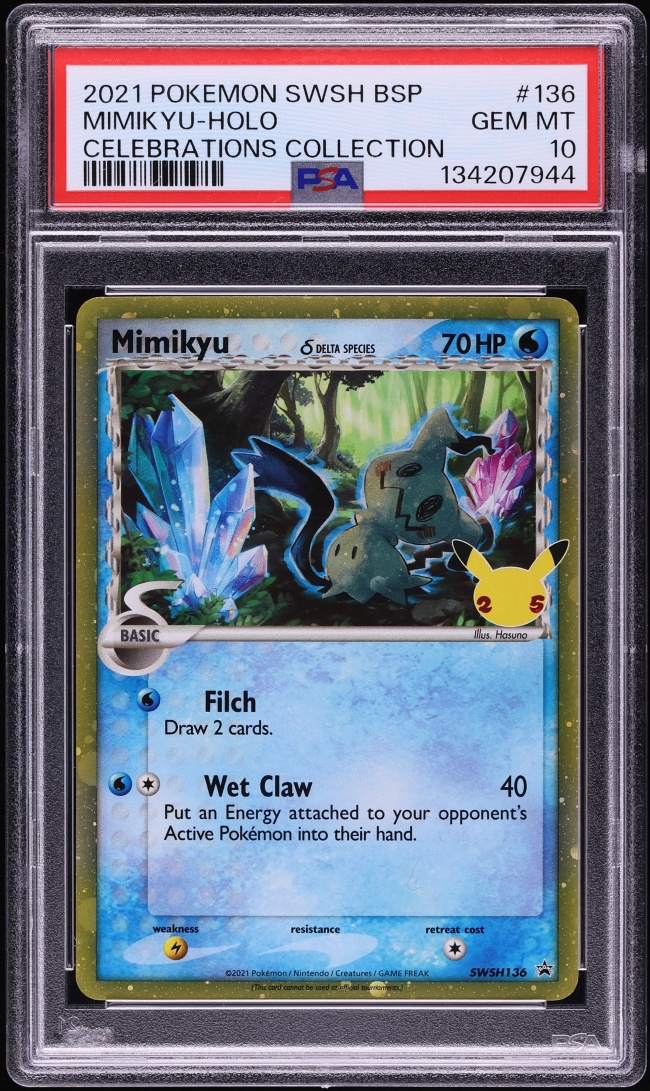 2021 Pokemon Sword & Shield Promo Celebrations Collection Holo Mimikyu #136 PSA 10 GEM MINT