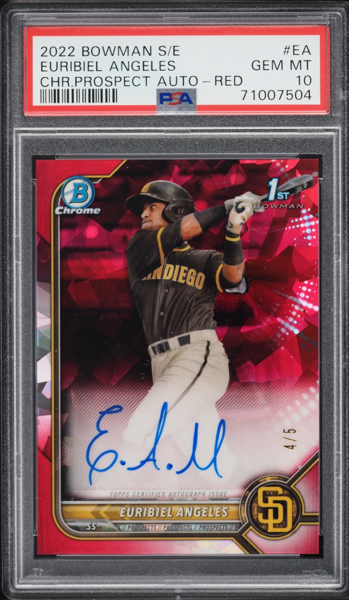 2022 Bowman Chrome Sapphire Red Euribiel Angeles PROSPECT AUTO /5 #BSPA-EA PSA 10 GEM MINT