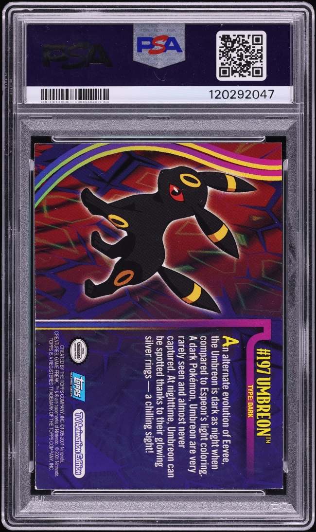 2001 Topps Pokemon Johto League Champions Holo Umbreon #197 PSA 7 NRMT
