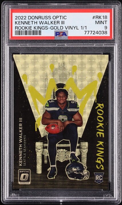 2022 Donruss Optic Gold Vinyl Kenneth Walker III ROOKIE 1/1 #RK18 PSA 9 MINT