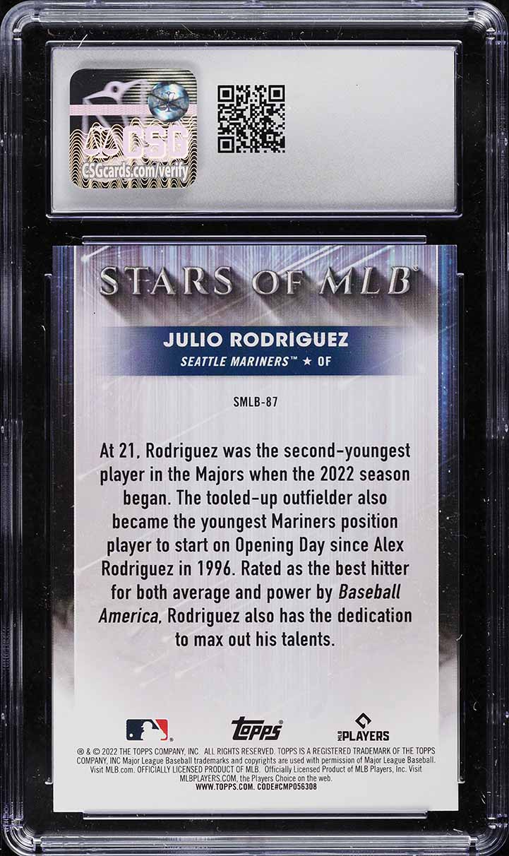 2022 Topps Update Stars Of MLB Julio Rodriguez ROOKIE #SMLB-87 CSG 9.5 MINT+