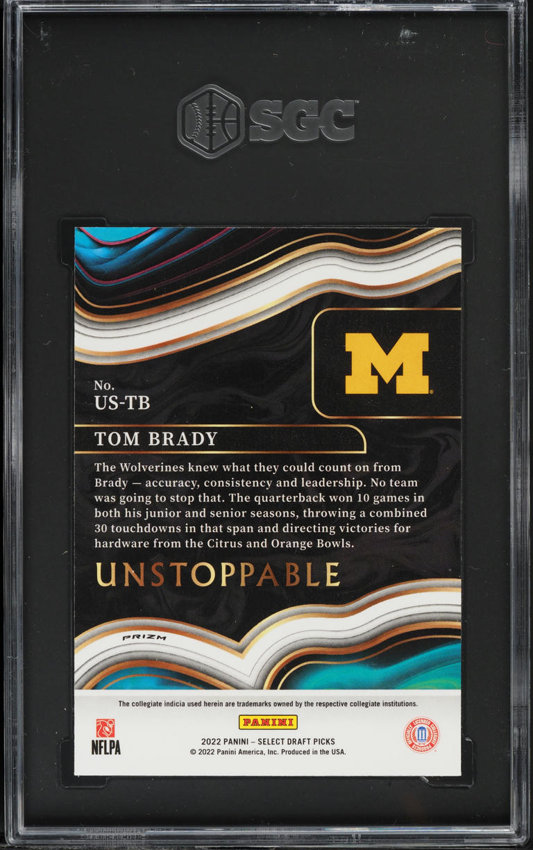 2022 Select Draft Picks Unstoppable Silver Prizm Tom Brady #US-TB SGC 9.5 MINT+