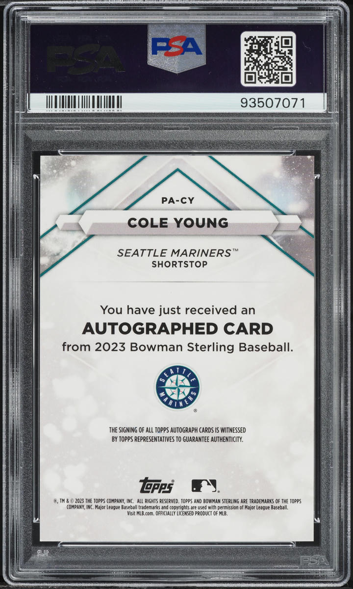 2023 Bowman Sterling Wave Refractor Cole Young PROSPECT AUTO /125 #PA-CY PSA 10 GEM MINT