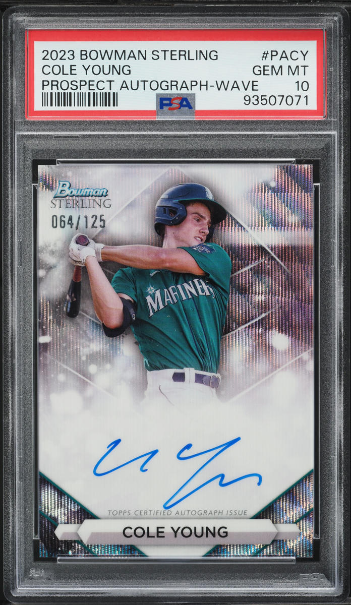 2023 Bowman Sterling Wave Refractor Cole Young PROSPECT AUTO /125 #PA-CY PSA 10 GEM MINT
