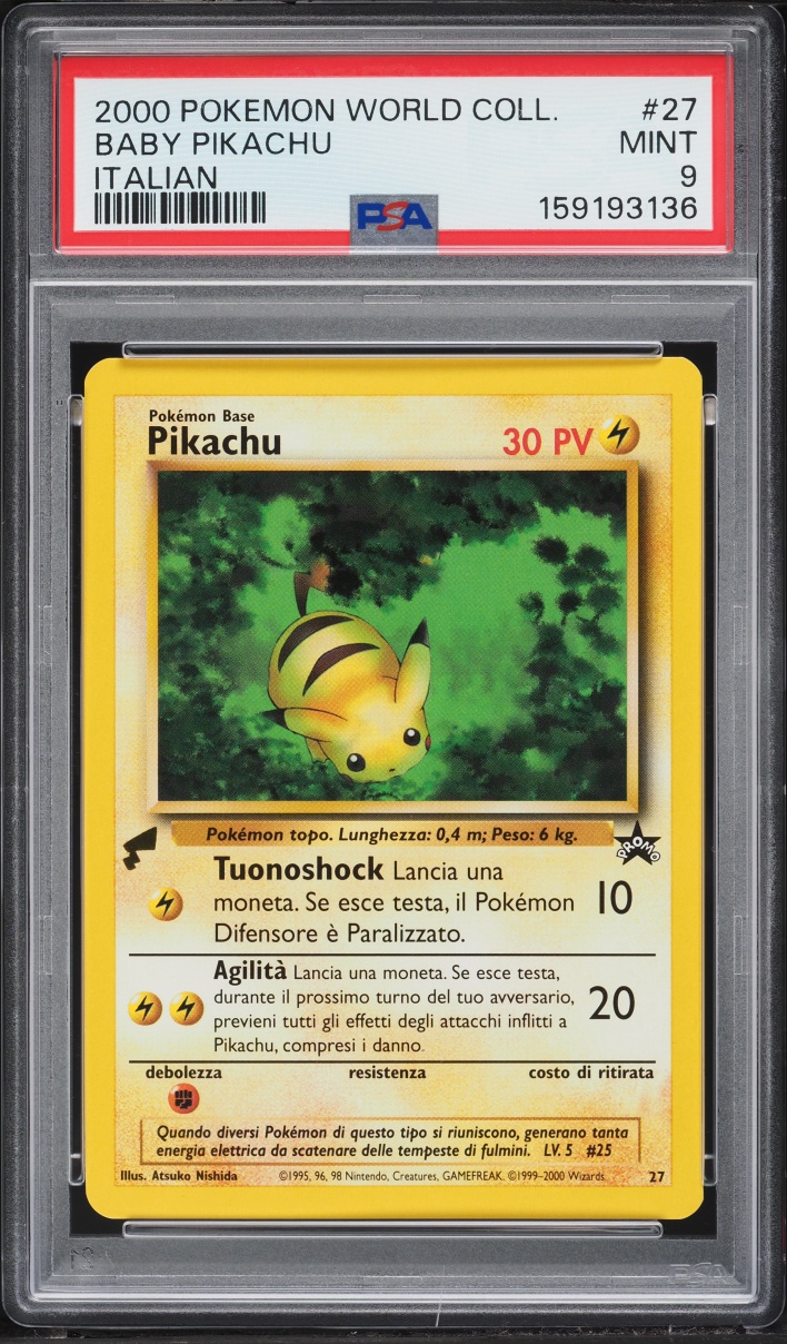 2000 Pokemon Italian World Collection Baby Pikachu #27 PSA 9 MINT