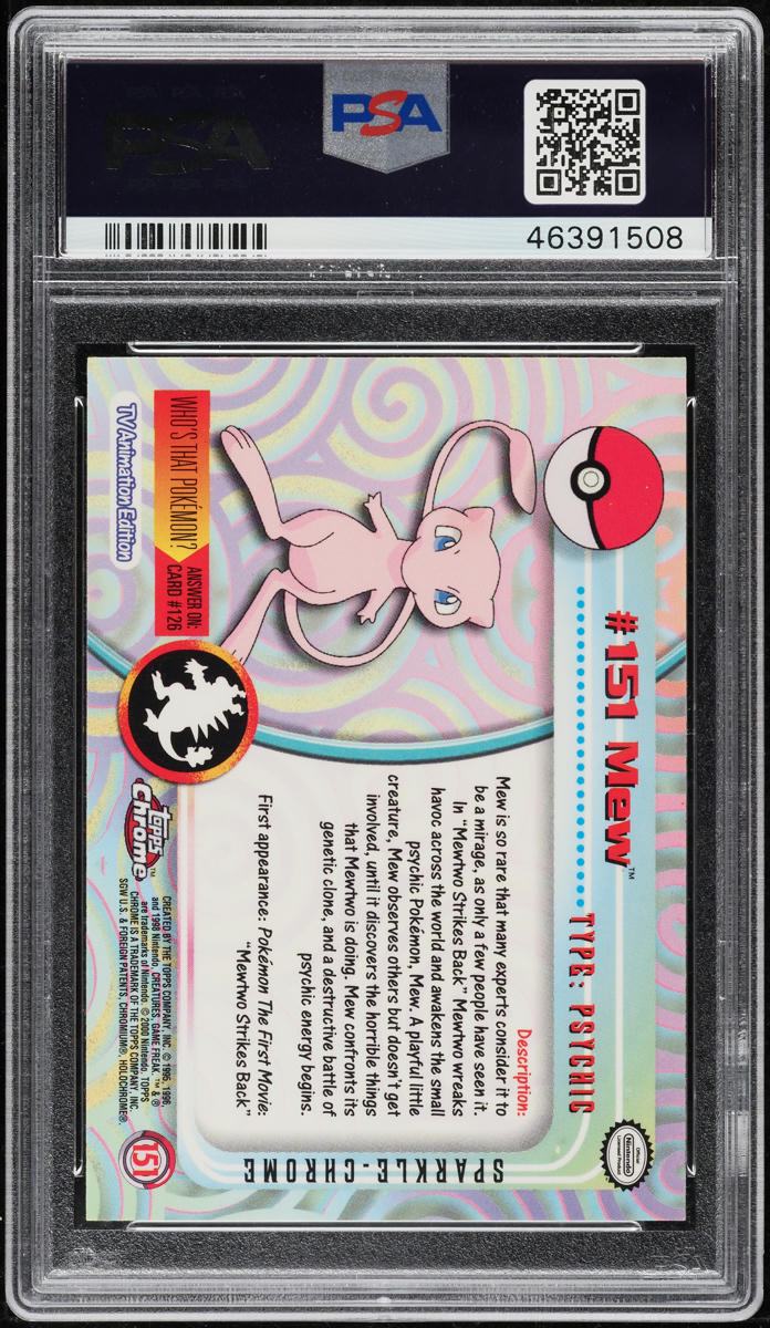 2000 Topps Chrome Pokemon Series 2 Sparkle Mew #151 PSA 10 GEM MINT