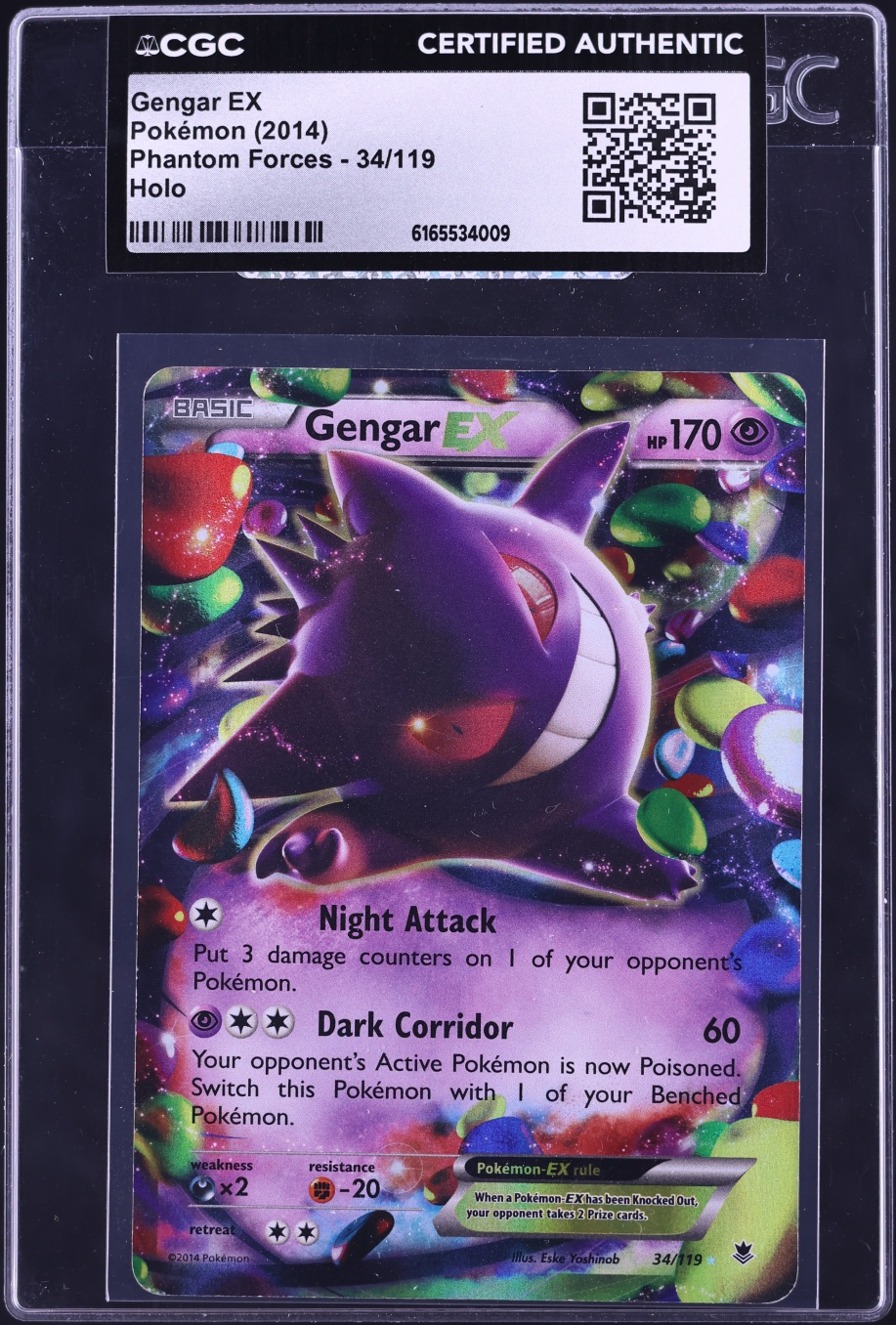 2014 Pokemon XY Phantom Forces Holo Gengar Ex #34 CGC AUTH