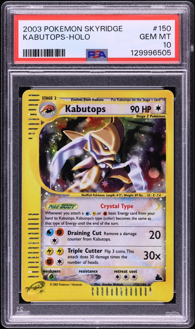 2003 Pokemon Skyridge Holo Crystal Kabutops #150 PSA 10 GEM MINT