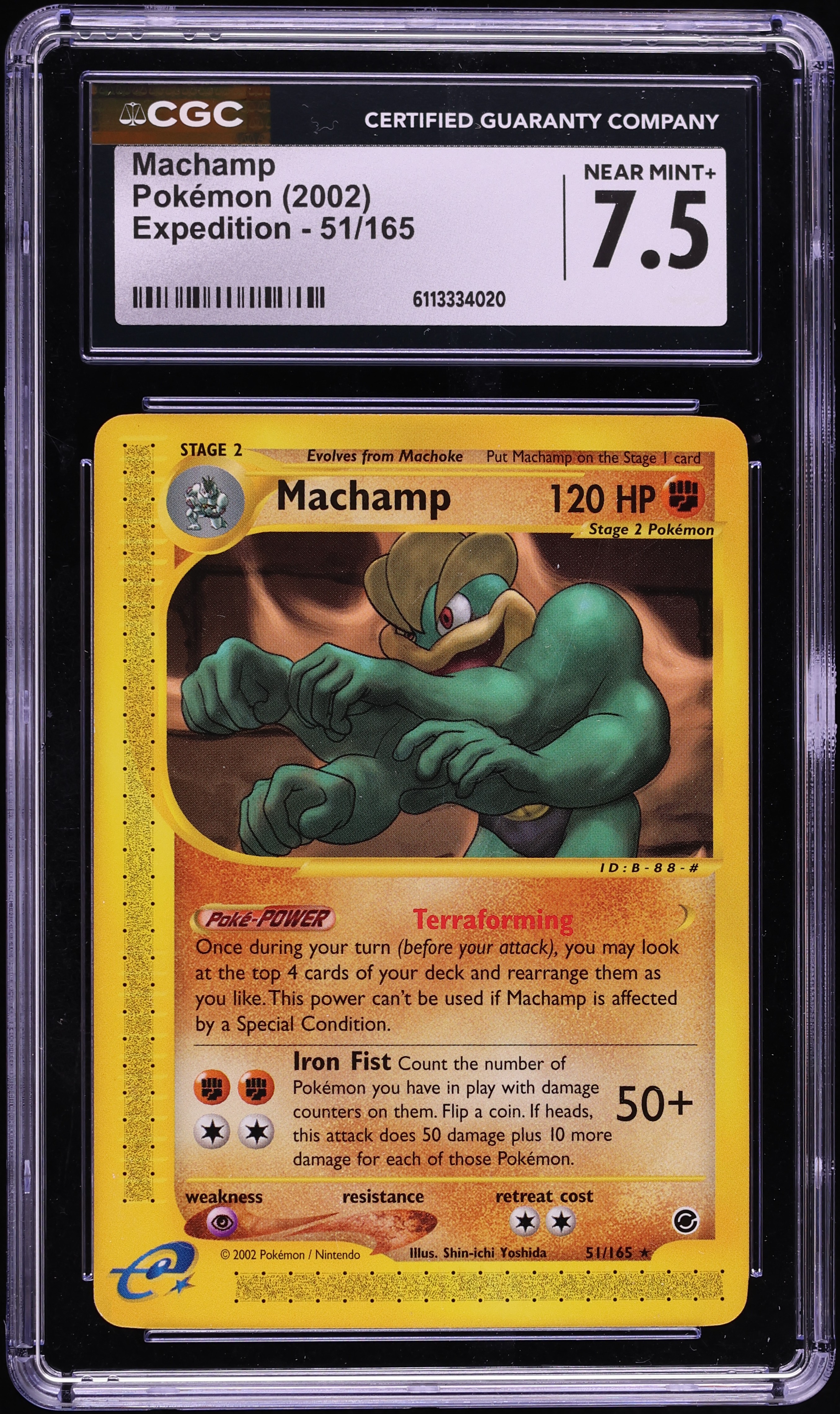 2002 Pokemon Expedition Machamp #51 CGC 7.5 NRMT+