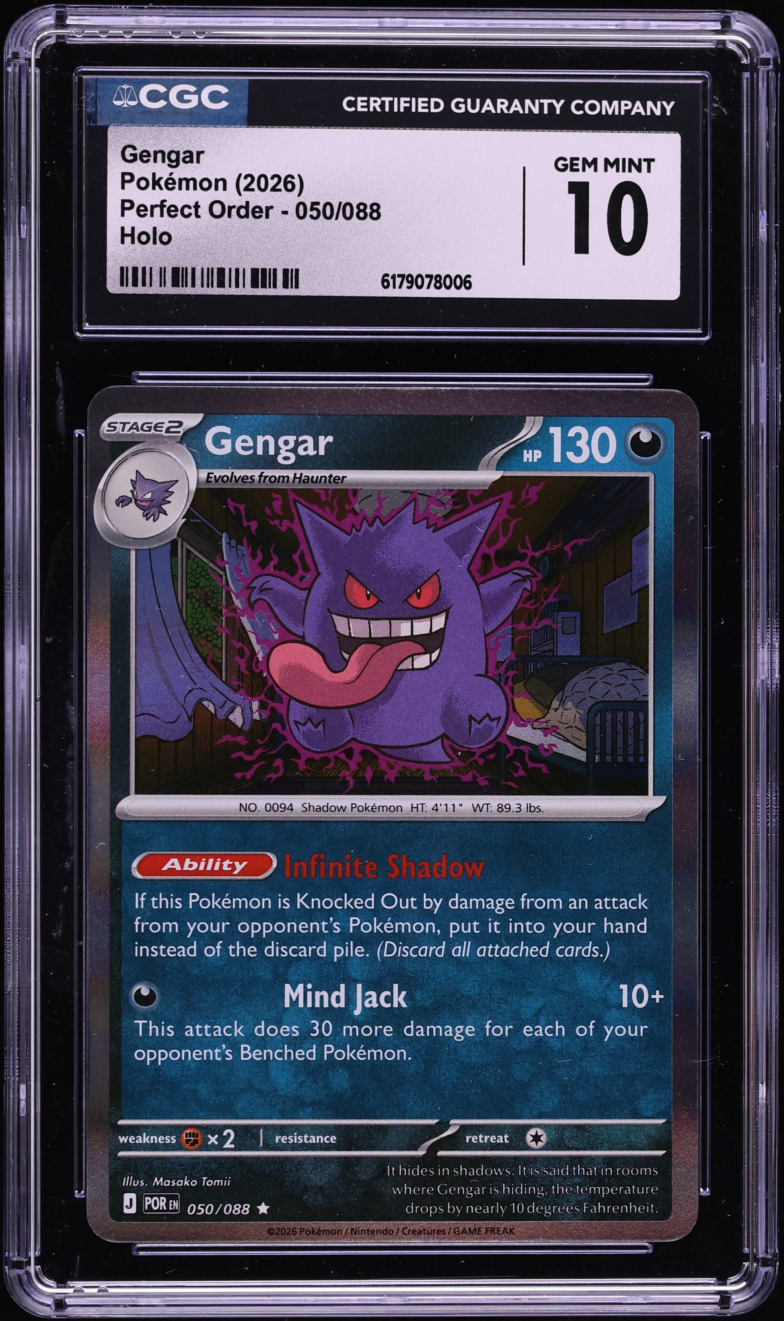 2026 Pokemon Mega Evolution Perfect Order Holo Gengar #50 CGC 10 GEM MINT
