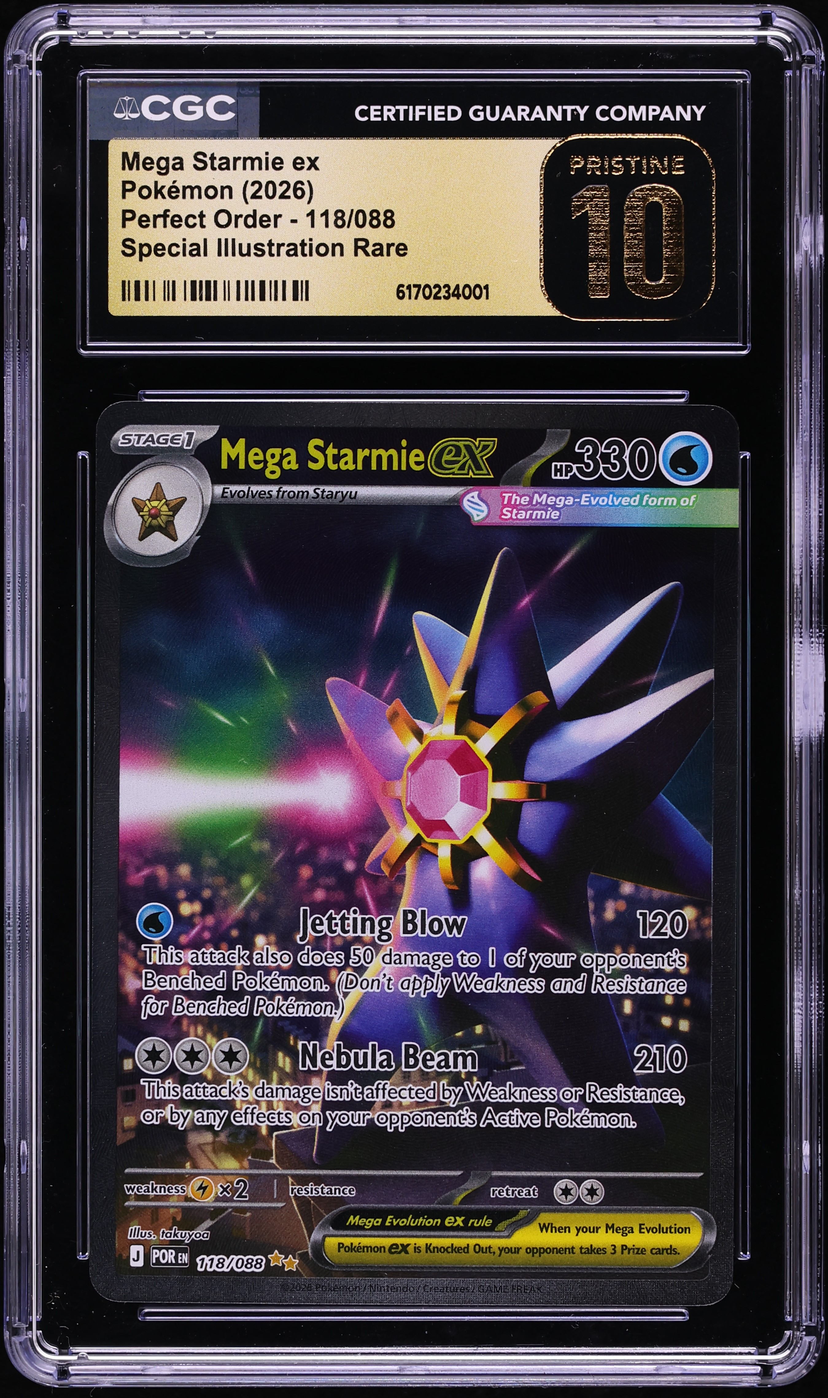 2026 Pokemon Mega Evolution Perfect Order SIR Mega Starmie ex #118 CGC 10 PRISTINE