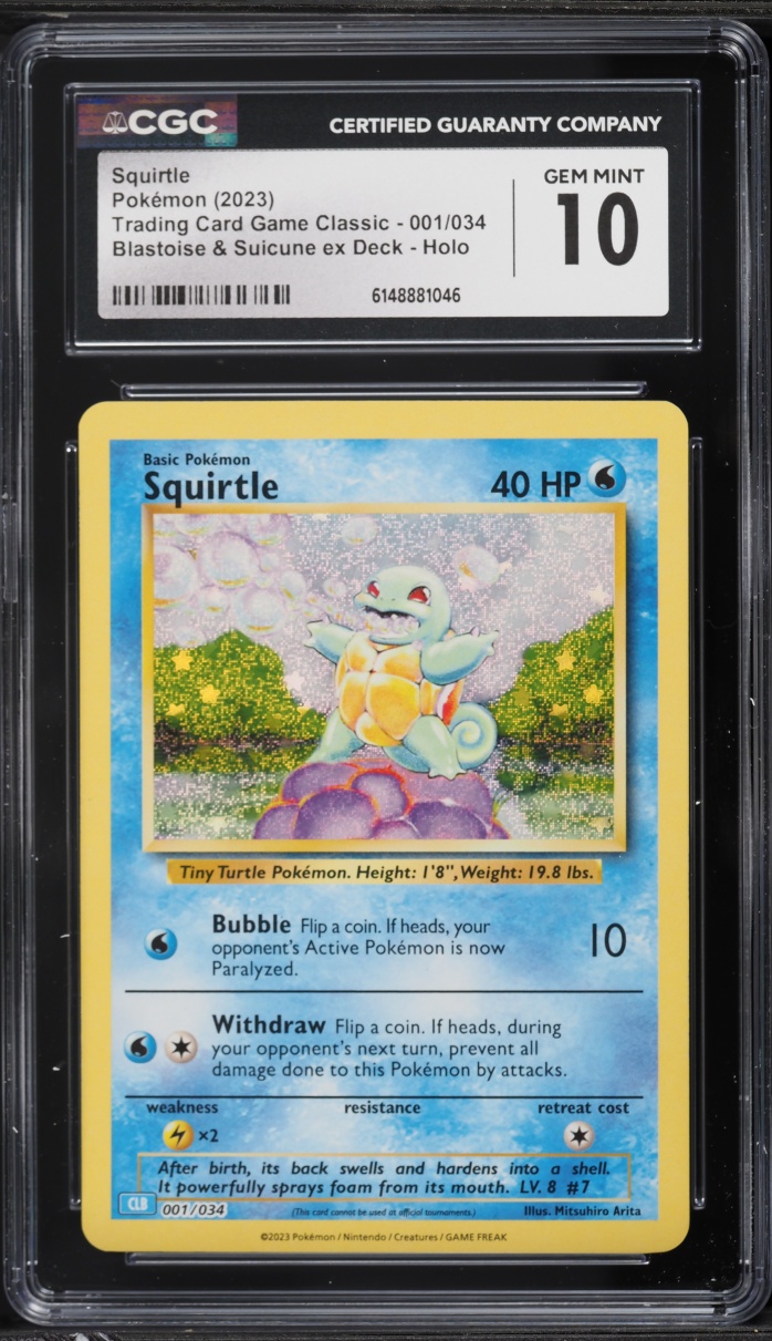 2023 Pokemon TCG Classic Collection Holo Squirtle #1 CGC 10 GEM MINT