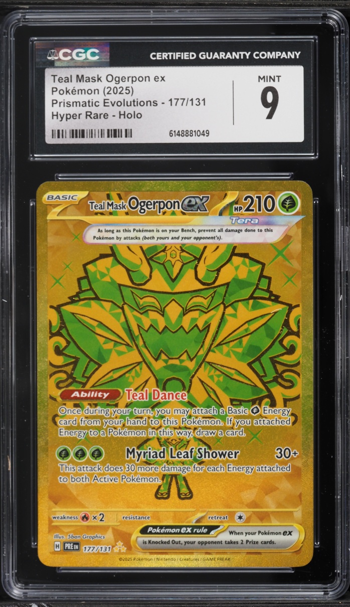 2025 Pokemon Scarlet & Violet Prismatic Evolutions Gold Rare Teal Mask Ogerpon ex #177 CGC 9