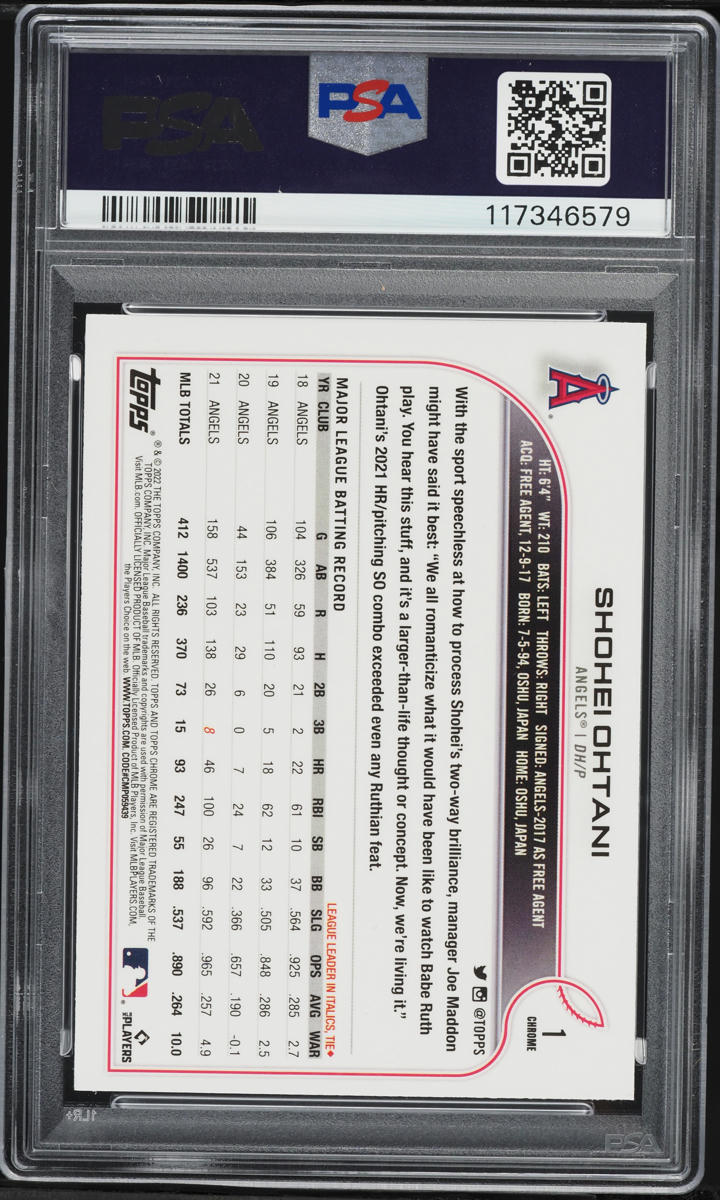 2022 Topps Chrome Sonic Shohei Ohtani #1 PSA 10 GEM MINT