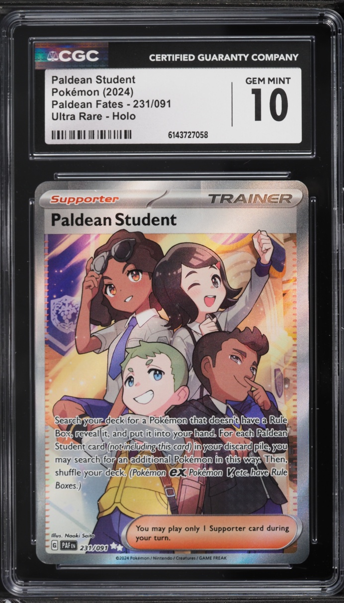 2024 Pokemon Scarlet & Violet Paldean Fates Full Art Paldean Student #231 CGC 10 GEM MINT