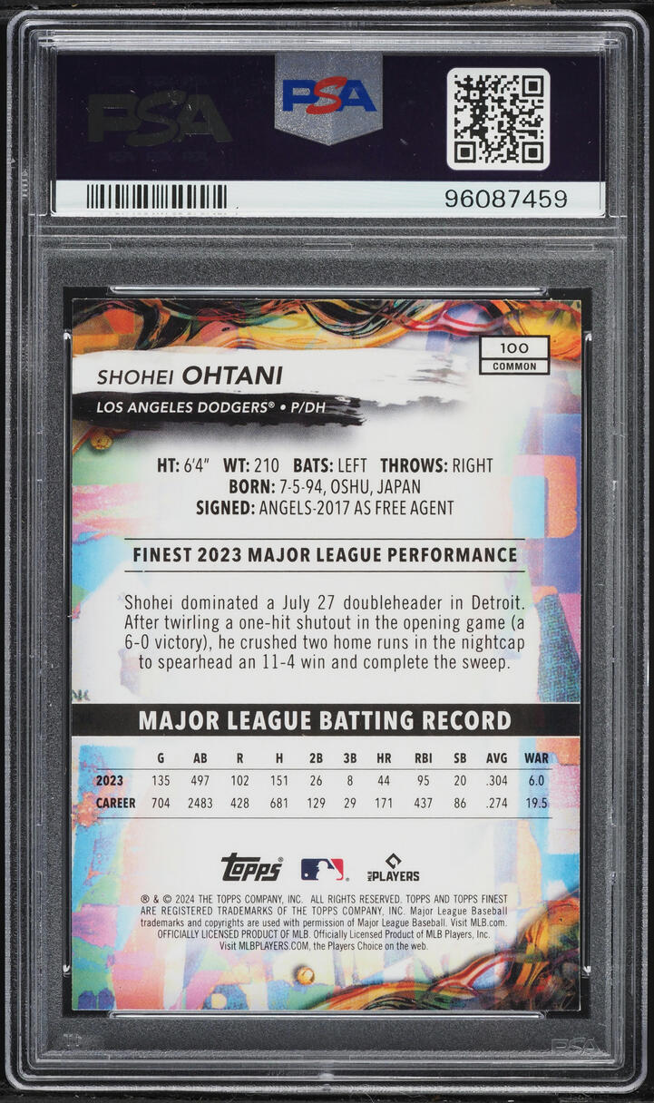 2024 Finest Checkerboard Refractor Shohei Ohtani #100 PSA 10 GEM MINT