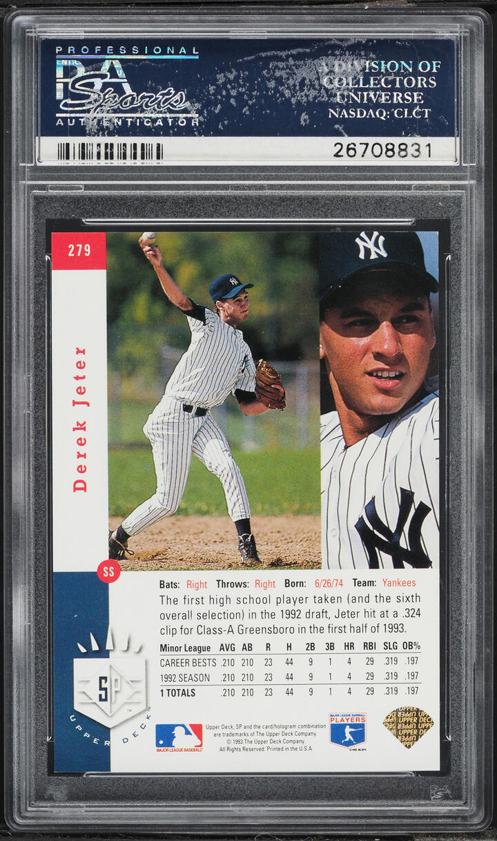 1993 SP Foil Derek Jeter ROOKIE #279 PSA 8 NM-MT