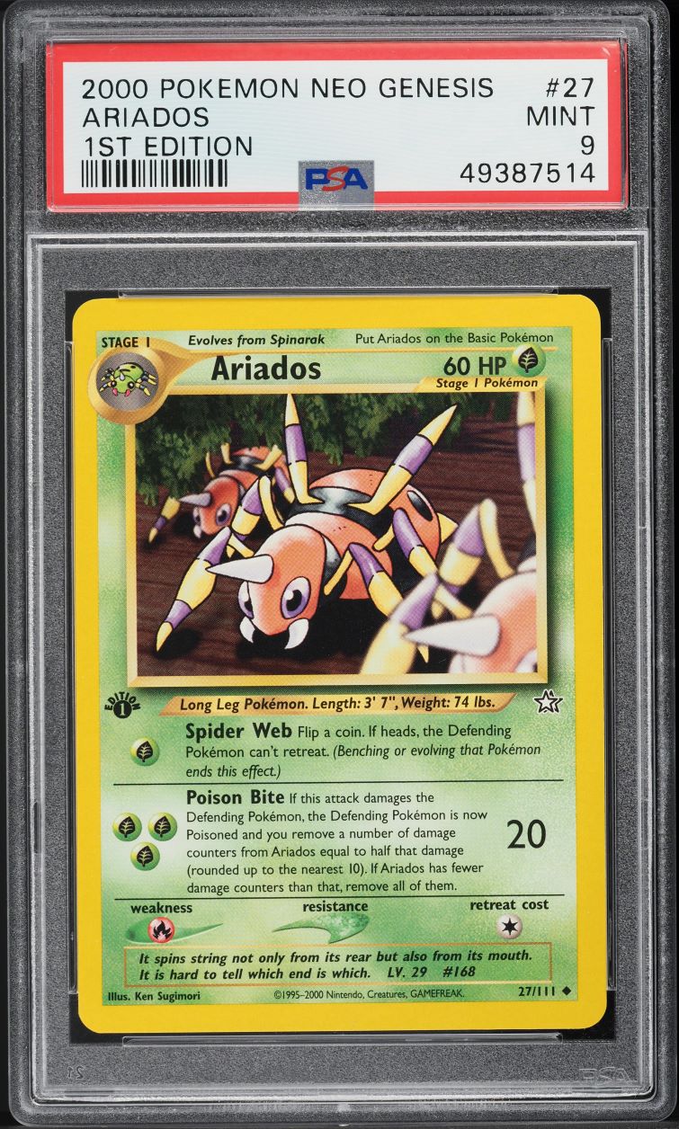 2000 Pokemon Neo Genesis 1st Edition Ariados #27 PSA 9 MINT