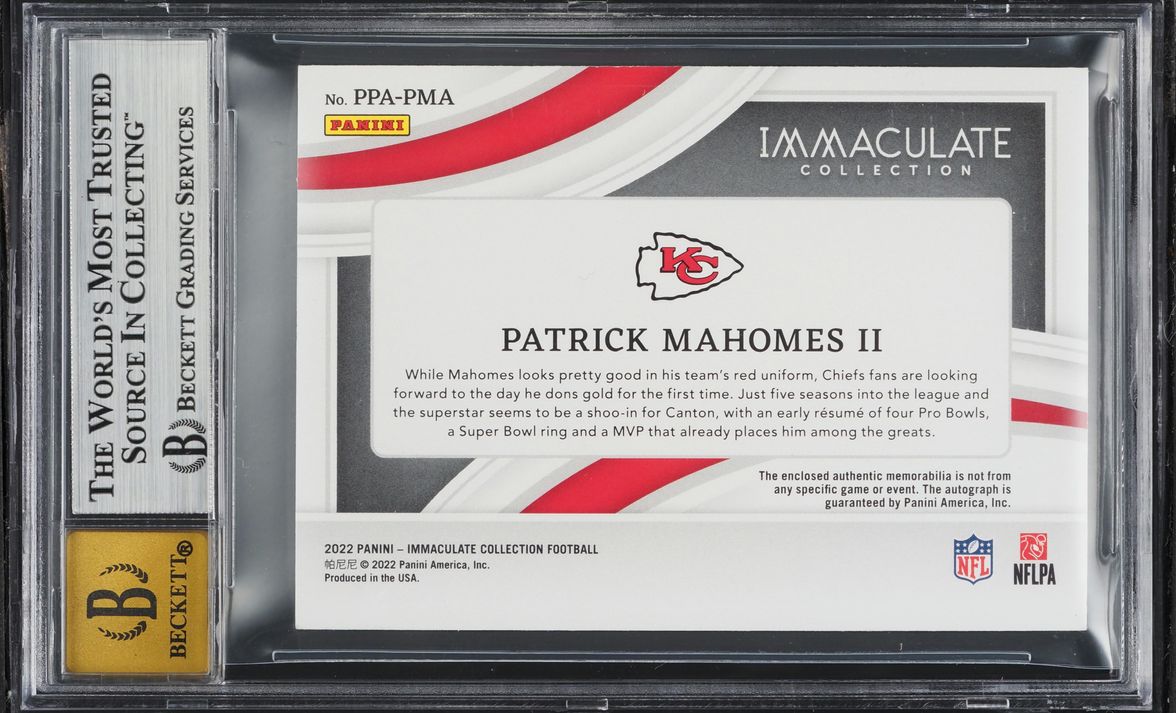 2022 Immaculate Collection Premium Gold Patrick Mahomes II PATCH AUTO 5/5 #PPA-PMA BGS 8 NM-MT